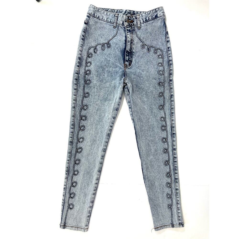 Vintage Golden Star USA Womens Skinny Jeans 11/12 Acid Wash Western Cowgirl